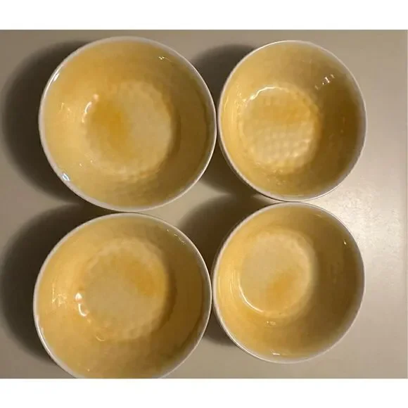 Tommy Bahama Yellow Crackle Rustic MELAMINE Set of 8 Bowls Salad Cereal 7.25” - Picture 2 of 6